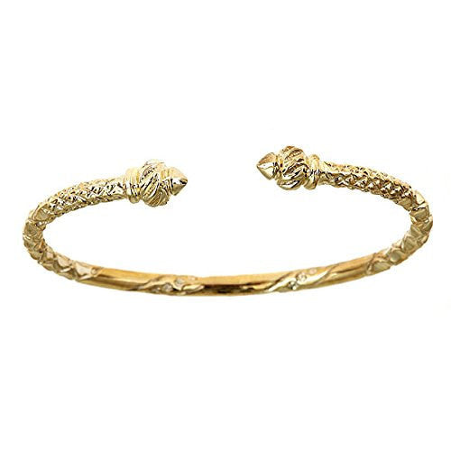10K Yellow Gold West Indian Bangle w. Torch Ends (Made in USA) - Betterjewelry