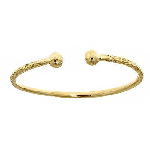 14K Yellow Gold West Indian Bangle w. Ball Ends - Betterjewelry