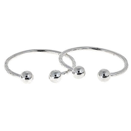 Huge Ball Ends West Indian Bangles .925 Sterling Silver (Pair) - Betterjewelry