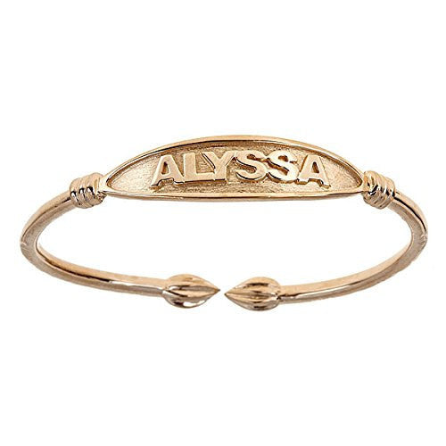 Tulip Ends Name Plate West Indian Bangle 10K Yellow Gold - Betterjewelry