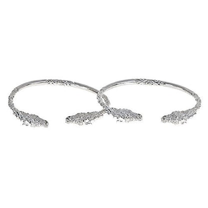 Horse Ends West Indian Bangles .925 Sterling Silver (Pair) - Betterjewelry