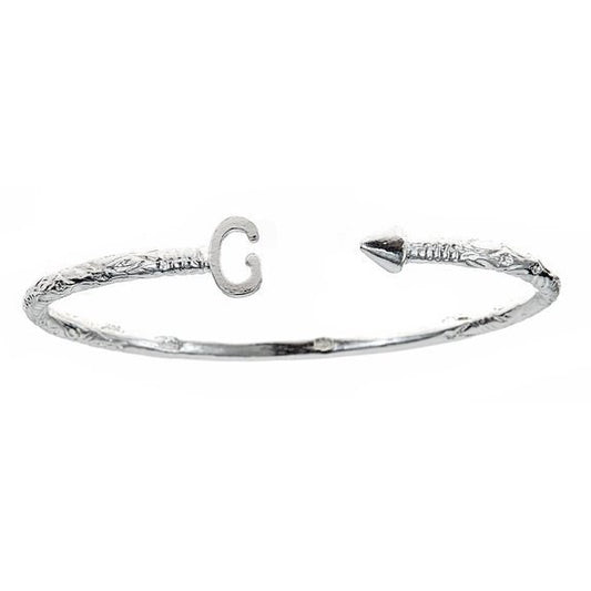 Personalized Letter + Arrow End West Indian Bangle .925 Sterling Silver - Betterjewelry