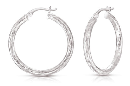 Better Jewelry Hoop Earrings Diamond Cut .925 Sterling Silver 3mm
