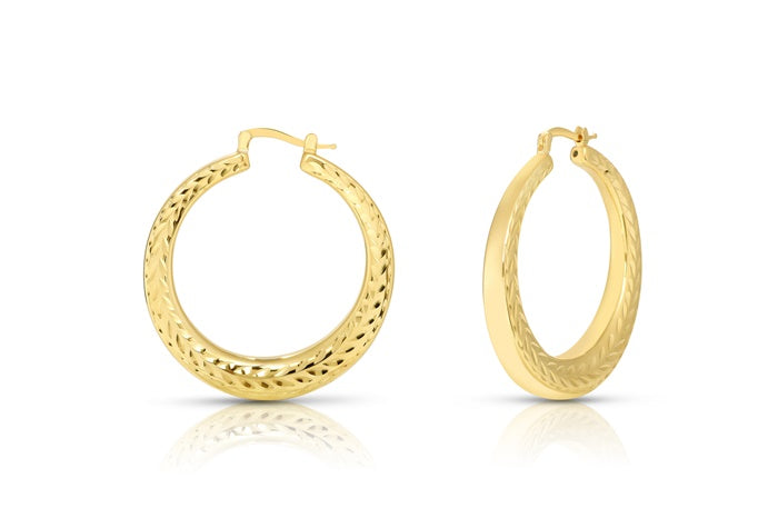 Better Jewelry Designed Hoop Earrings .925 Sterling Silver Gold Plated