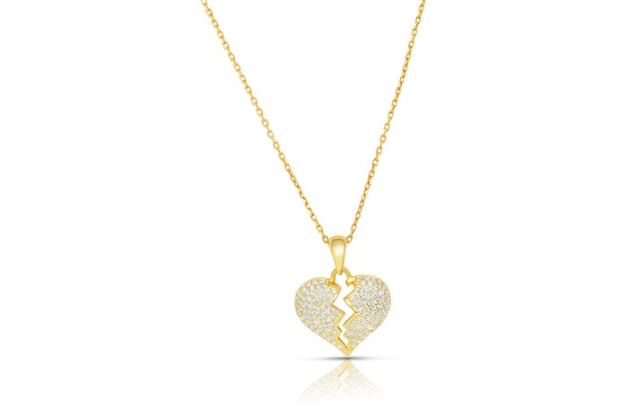 Better Jewelry .925 Sterling Silver Rolo Chain Broken Heart Necklace