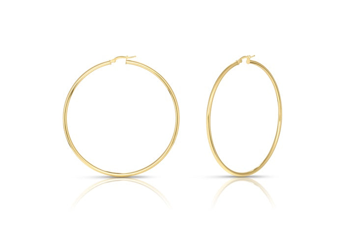 Better Jewelry Hoop Earrings .925 Sterling Silver Gold Plated 2mm