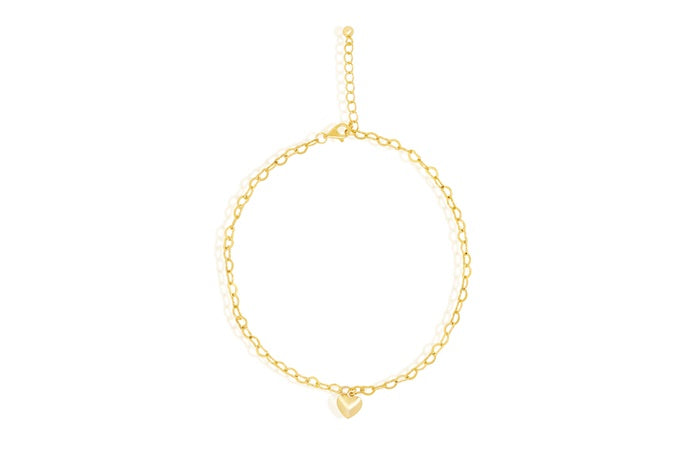 Better Jewelry .925 Sterling Silver Gold Pated "Heart" Anklet