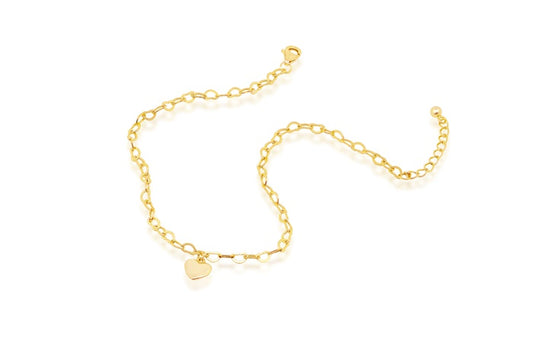 Better Jewelry .925 Sterling Silver Gold Pated "Heart" Anklet