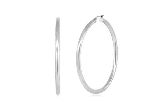 Better Jewelry Hoop Earrings .925 Sterling Silver 4mm