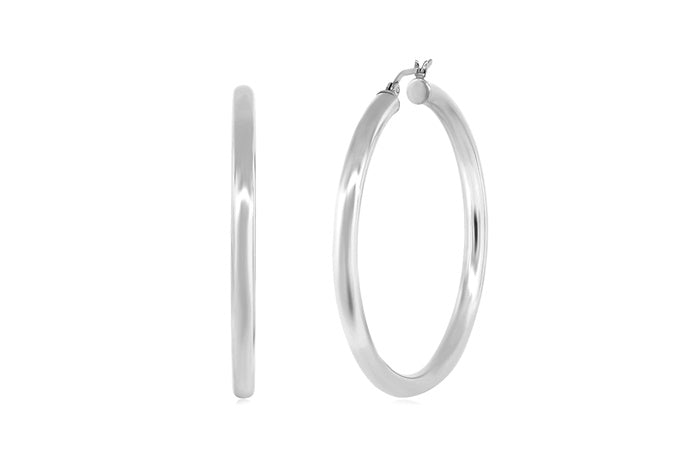 Better Jewelry Hoop Earrings .925 Sterling Silver 4mm