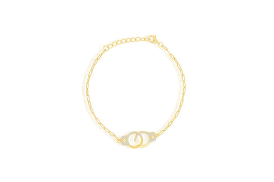 Better Jewelry .925 Sterling Silver Gold Pated Handcuff Anklet CZ