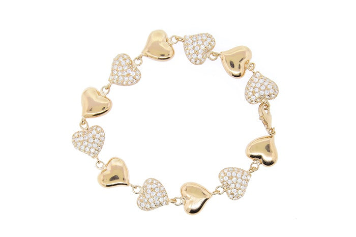 Better Jewelry .925 Sterling Silver Charm Bracelet  Heart Links CZ