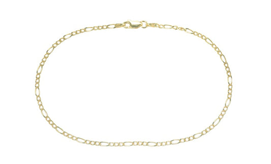 Better Jewelry Figaro Chain Anklet .925 Sterling Silver Gold Plated
