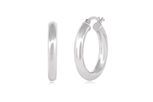 Better Jewelry Hoop Earrings .925 Sterling Silver 4mm