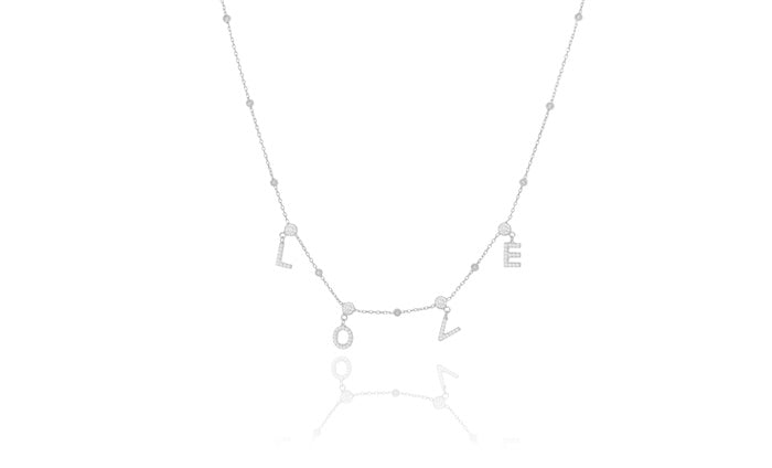 Better Jewelry .925 Sterling Silver "Love" Necklace CZ Stones
