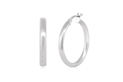 Better Jewelry Hoop Earrings .925 Sterling Silver 4mm